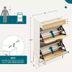 Zapatero con 2 Cajones Abatibles, Organizador de Zapatos de Ratán Natural con Patas Metálicas y Estante Ajustable