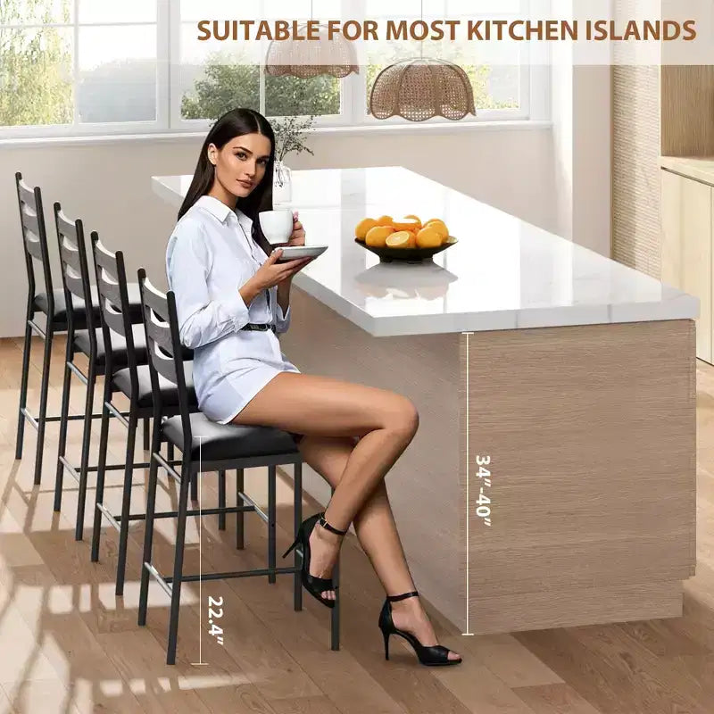 CuisinSmart Juego de taburetes de bar, taburetes de bar tapizados de altura de mostrador con respaldo y reposapiés, taburetes de bar de cocina para isla, barra de mostrador