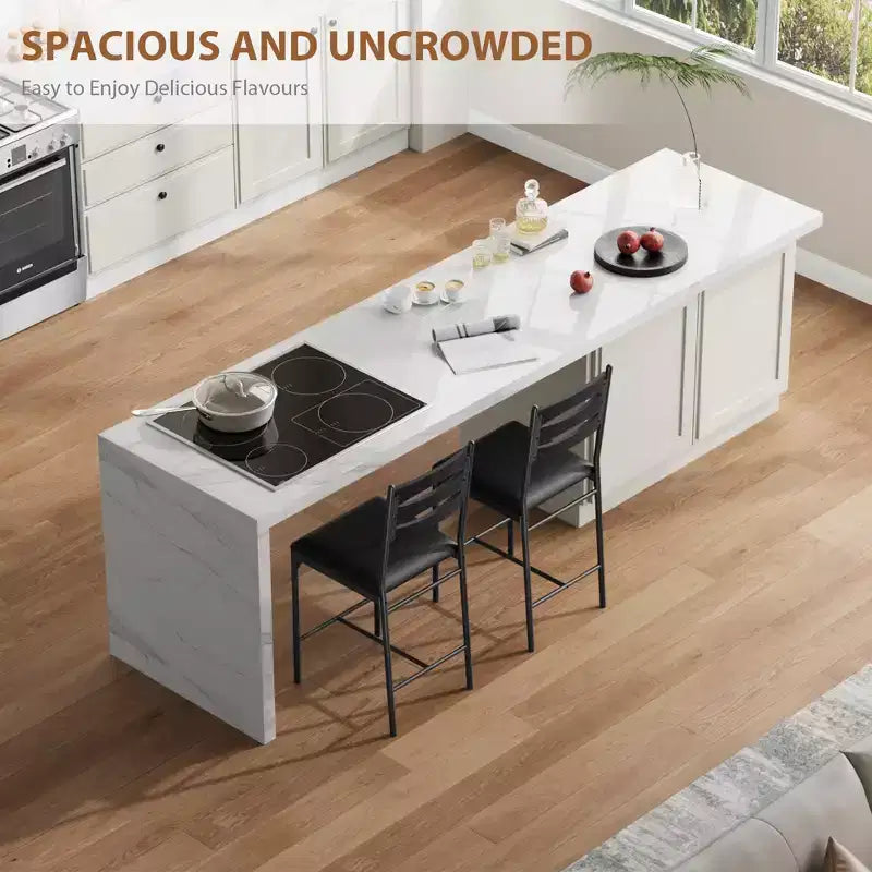 CuisinSmart Juego de taburetes de bar, taburetes de bar tapizados de altura de mostrador con respaldo y reposapiés, taburetes de bar de cocina para isla, barra de mostrador