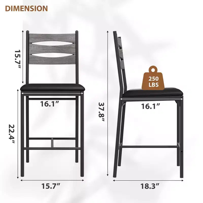 CuisinSmart Juego de taburetes de bar, taburetes de bar tapizados de altura de mostrador con respaldo y reposapiés, taburetes de bar de cocina para isla, barra de mostrador