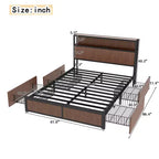 Base de cama GDFStudio Lewis moderna tamaño queen con almacenamiento y 4 cajones