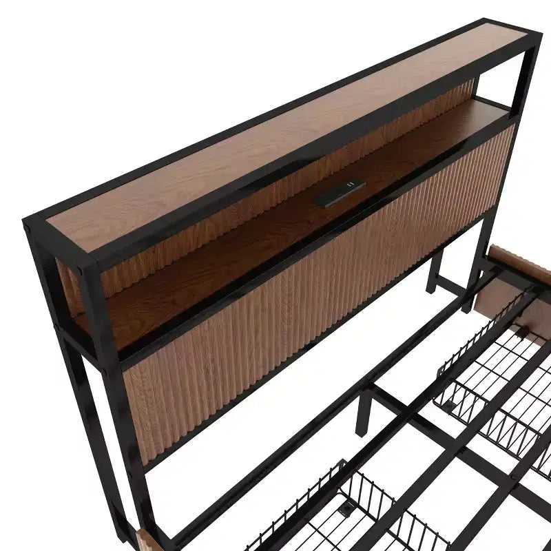 Base de cama GDFStudio Lewis moderna tamaño queen con almacenamiento y 4 cajones