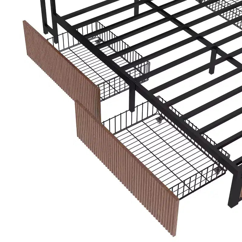 Base de cama GDFStudio Lewis moderna tamaño queen con almacenamiento y 4 cajones