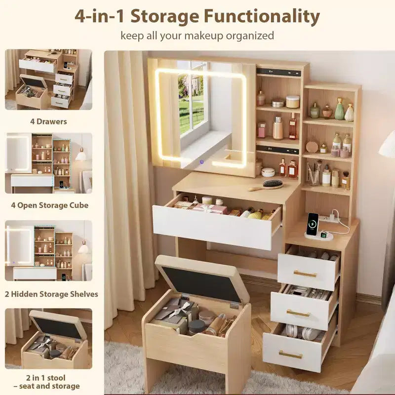 Aparador con buffet de 55 pulgadas con almacenamiento, barra de café con estantes ajustables, 3 cajones y 4 puertas minimalistas, mueble de almacenamiento largo para la cocina