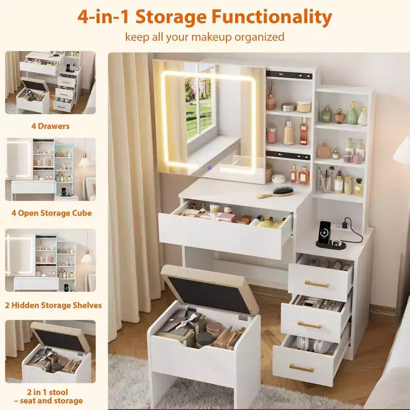 Aparador con buffet de 55 pulgadas con almacenamiento, barra de café con estantes ajustables, 3 cajones y 4 puertas minimalistas, mueble de almacenamiento largo para la cocina