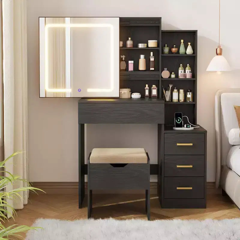 55 Sideboard Buffet Cabinet with Storage, Coffee Bar with Adjustable Shelves, 3 Drawers and 4 Minimalist Doors, Long Storage Cabinet for Kitchen