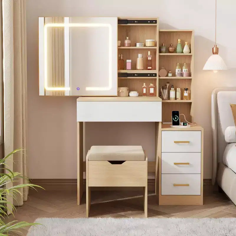Aparador con buffet de 55 pulgadas con almacenamiento, barra de café con estantes ajustables, 3 cajones y 4 puertas minimalistas, mueble de almacenamiento largo para la cocina
