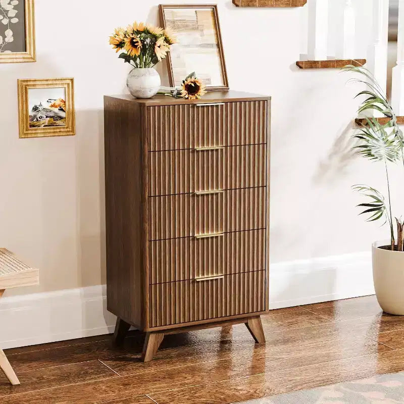 Cómoda Karl Home de 5 cajones de aglomerado marrón de 23.7 pulgadas de ancho