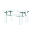 HomeRoots 39 Clear Glass Coffee Table With Shelf