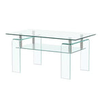 HomeRoots 39 Clear Glass Coffee Table With Shelf