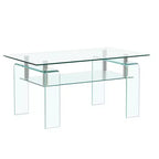 Mesa de centro HomeRoots de 39 pulgadas de cristal transparente con estante