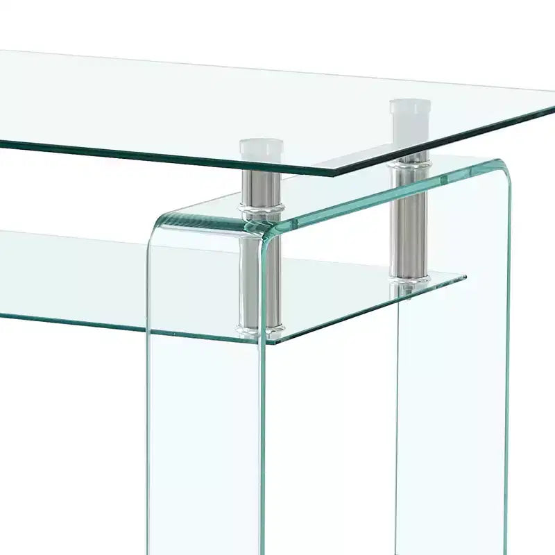 Mesa de centro HomeRoots de 39 pulgadas de cristal transparente con estante