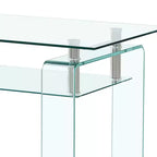 Mesa de centro HomeRoots de 39 pulgadas de cristal transparente con estante
