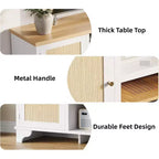 Acekool 61 Mueble para TV estilo rústico para televisores de hasta 65 pulgadas, consola multimedia con puertas de ratán, armarios de almacenamiento y estantes abiertos, centro de entretenimiento