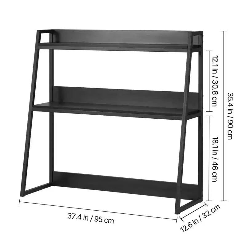 Estantería de escritorio, organizador de almacenamiento de escritorio de 2 niveles, estante de almacenamiento de escritorio de oficina de 95 x 32 x 90 cm, estantería de exhibición, estantería de escritorio, negro