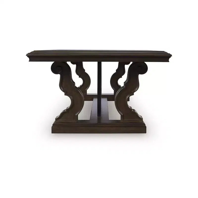 Mesa de Centro Maylee - Acabado Marrón Oscuro con Patas de Diseño de Pergamino