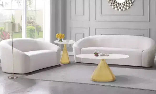 Mesa de centro Emery de mármol blanco