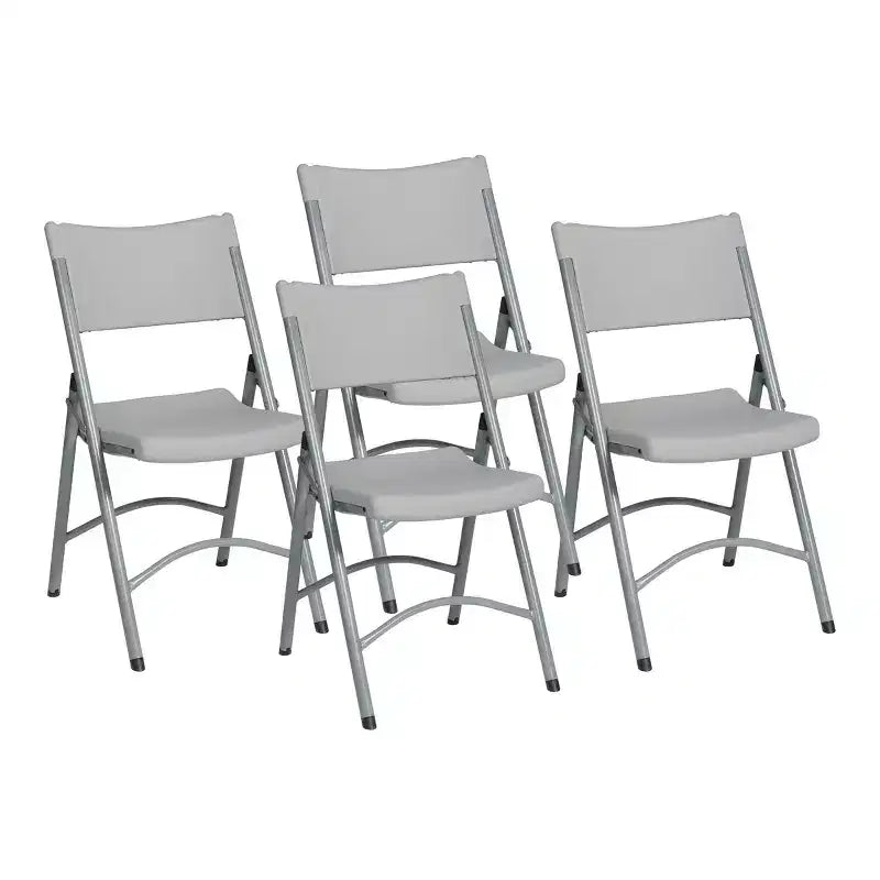 Heavy Duty Resin Folding Chair Light Gray - OSP Home Furnishings: Metal Frame, No Assembly, Traditional Style