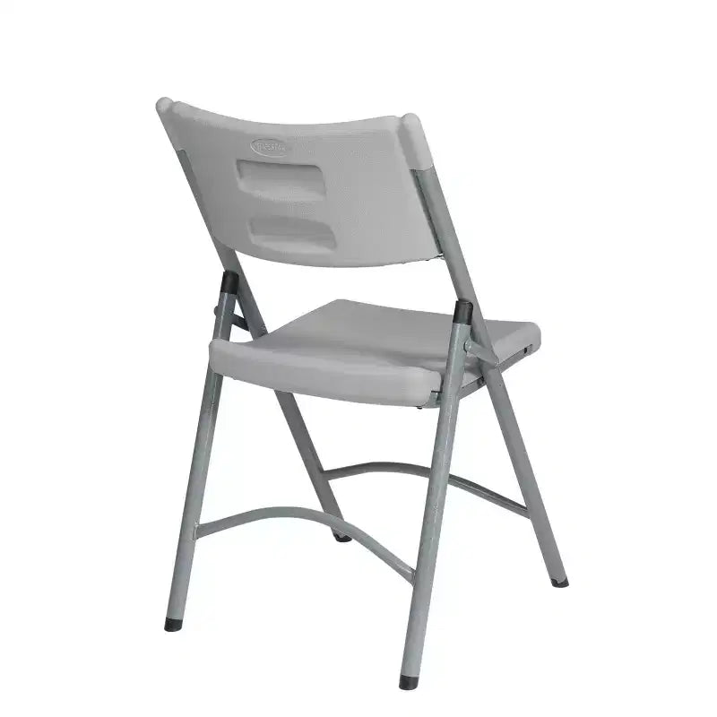Silla Plegable de Resina Reforzada Gris Claro: Estructura Metálica, No Requiere Montaje, Estilo Tradicional