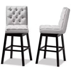Taburete de bar giratorio de madera tapizado en terciopelo Gregory con respaldo (paquete de 2): altura del asiento de 79 cm