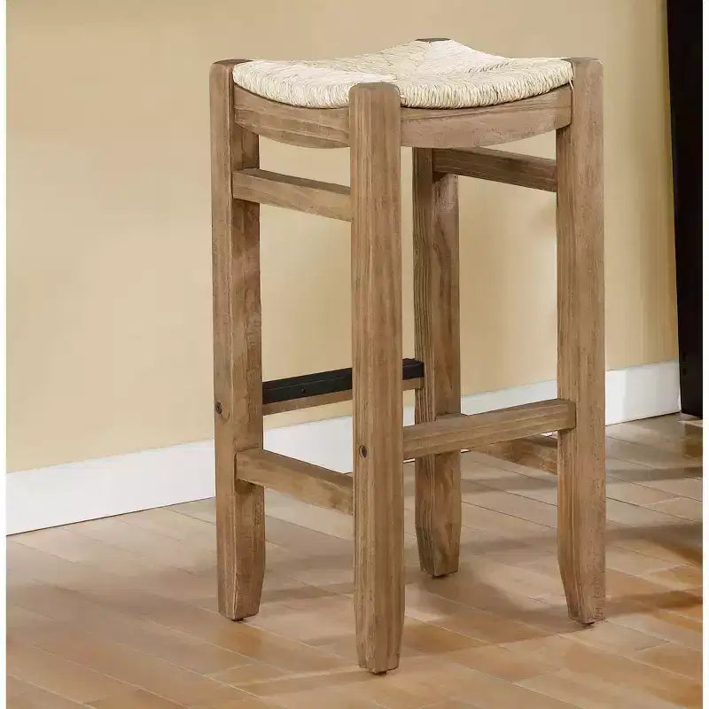 Taburete de bar de madera Davenport de 30" color ámbar claro: cuadrado, tapizado, estilo rústico