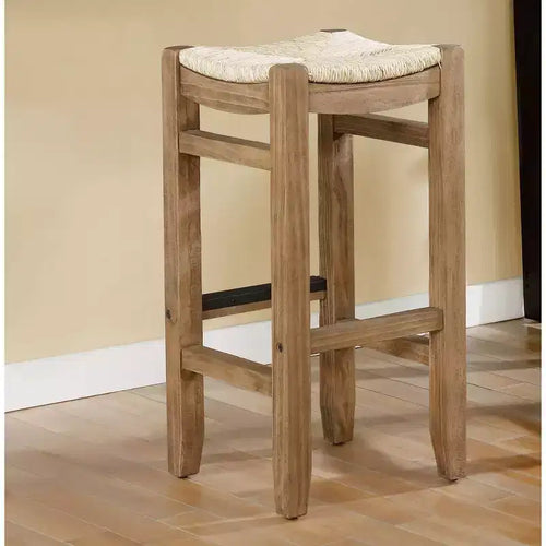 Taburete de bar de madera Davenport de 30" color ámbar claro: cuadrado, tapizado, estilo rústico