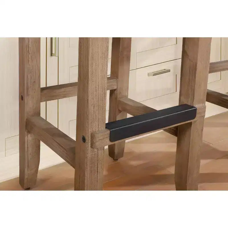 Taburete de bar de madera Davenport de 30" color ámbar claro: cuadrado, tapizado, estilo rústico