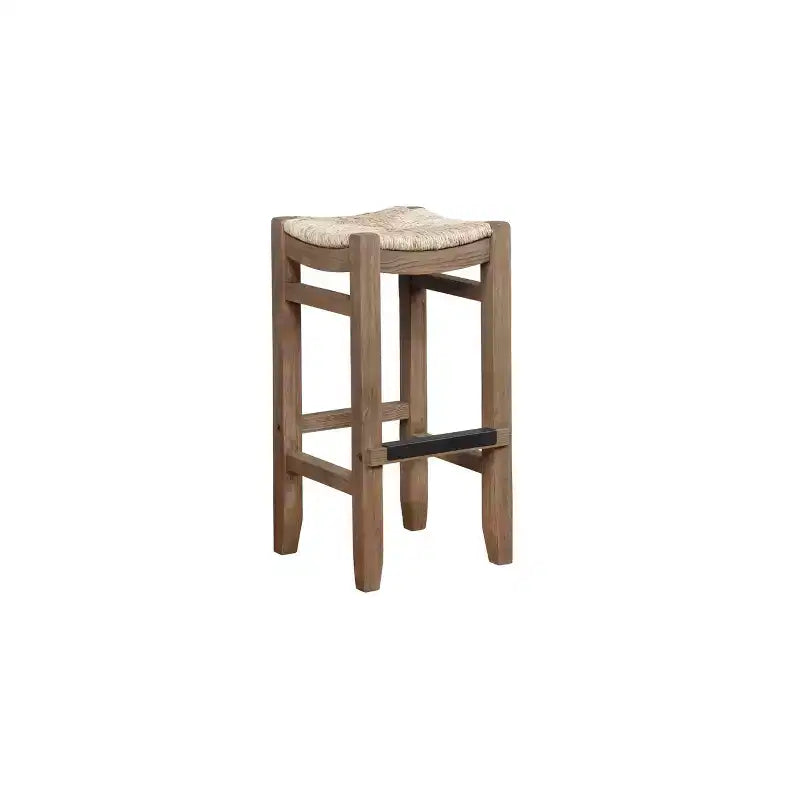 Taburete de bar de madera Davenport de 30" color ámbar claro: cuadrado, tapizado, estilo rústico