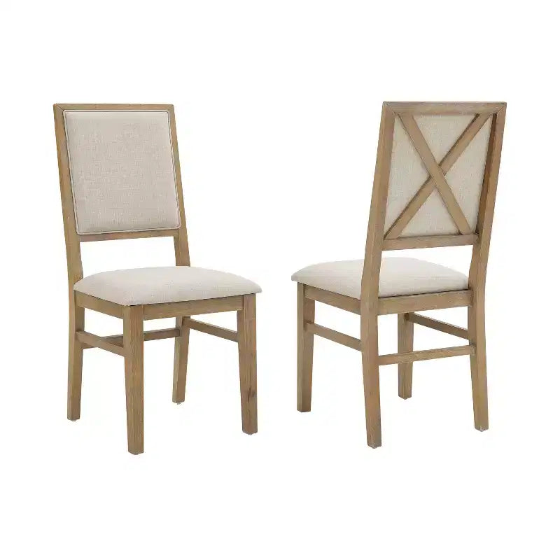 2 sillas Joanna con respaldo tapizado, marrón rústico