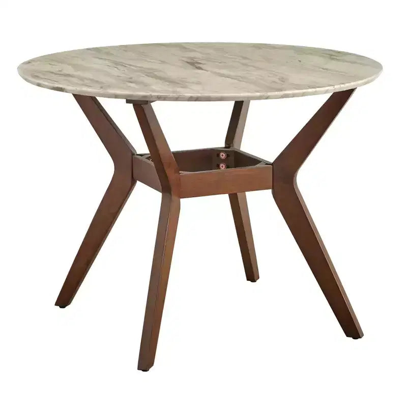 Buylateral Saville Faux Marble 41.6" Round Dining Table Walnut