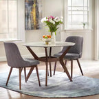 Mesa de comedor redonda Buylateral Saville de imitación mármol de 41.6" Nogal