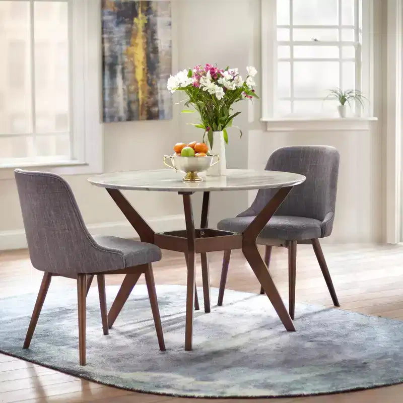Mesa de comedor redonda Buylateral Saville de imitación mármol de 41.6" Nogal