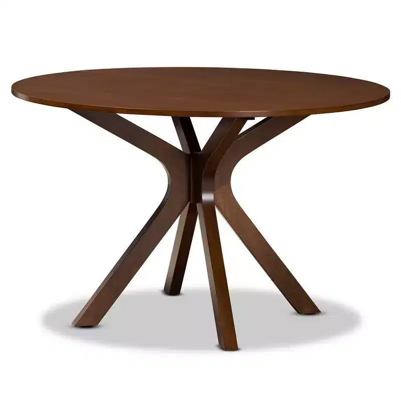 Juego de comedor de 7 piezas con tapicería de tela Wood & Lore, mesa redonda, sillas acolchadas con espuma - Baxton Studio