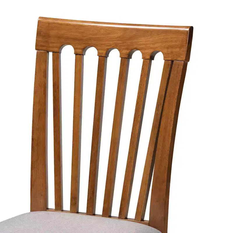Juego de comedor de 7 piezas con tapicería de tela Wood & Lore, mesa redonda, sillas acolchadas con espuma - Baxton Studio