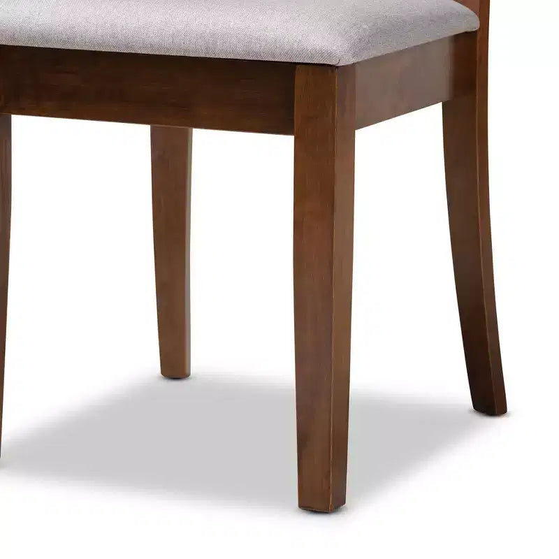 Juego de comedor de 7 piezas con tapicería de tela Wood & Lore, mesa redonda, sillas acolchadas con espuma - Baxton Studio
