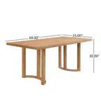 Mesa de comedor rectangular moderna Nicholas de caucho de 1,75 m (69") y 6 plazas, color natural