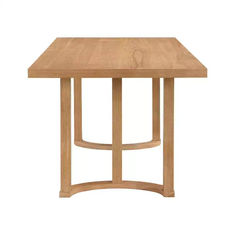 Mesa de comedor rectangular moderna Nicholas de caucho de 1,75 m (69") y 6 plazas, color natural
