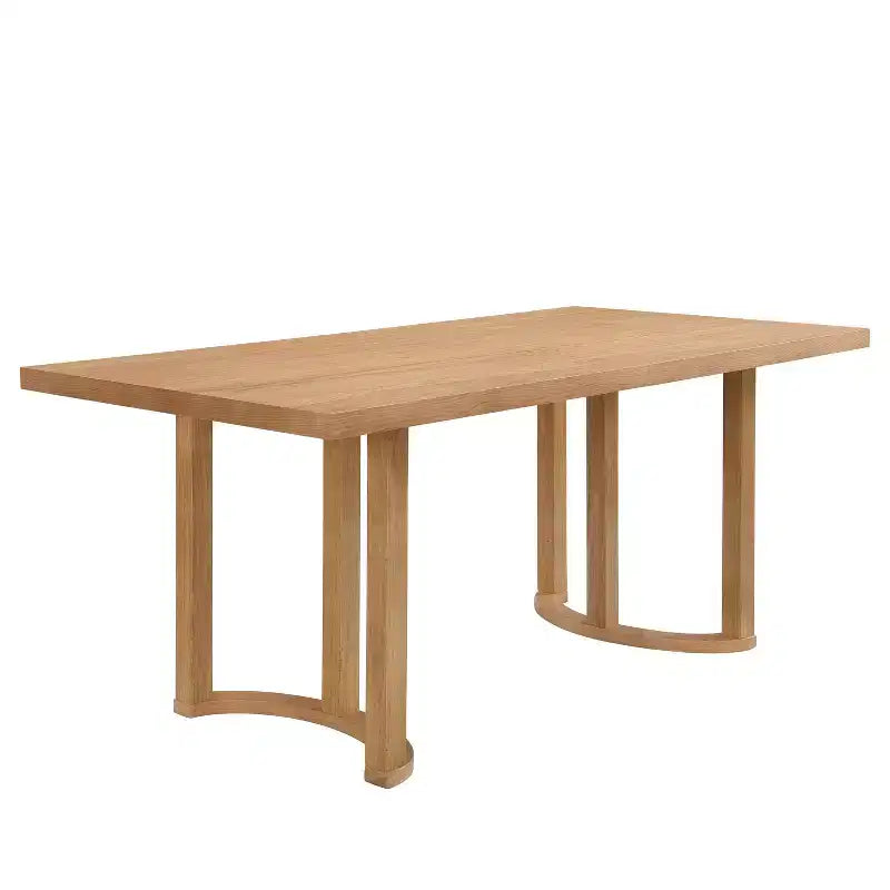 Mesa de comedor rectangular moderna Nicholas de caucho de 1,75 m (69") y 6 plazas, color natural