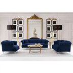 Sofás Elegance Contemporary Loveseat Azul/Acrílico: Tapicería de Terciopelo, Patas Acrílicas, Sin Montaje - Armen Living