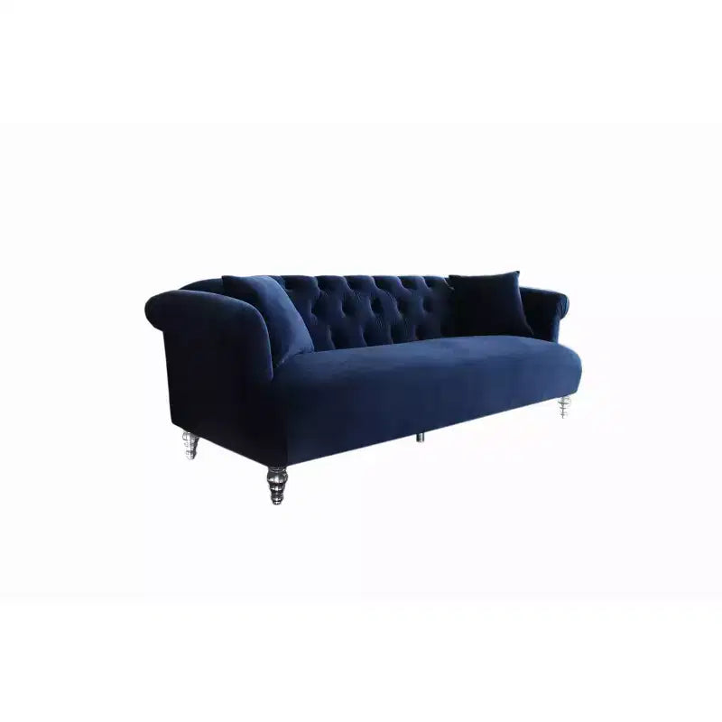 Sofás Elegance Contemporary Loveseat Azul/Acrílico: Tapicería de Terciopelo, Patas Acrílicas, Sin Montaje - Armen Living
