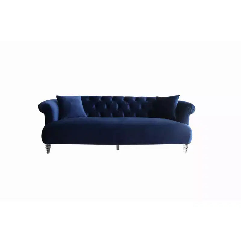 Sofás Elegance Contemporary Loveseat Azul/Acrílico: Tapicería de Terciopelo, Patas Acrílicas, Sin Montaje - Armen Living