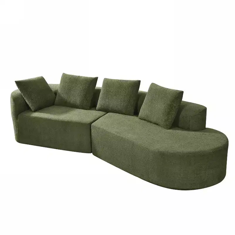 Christopher Knight Home Vivian 116" Modern Curved Sectional Sofa with High-Density Sponge and 4 Pillows Green