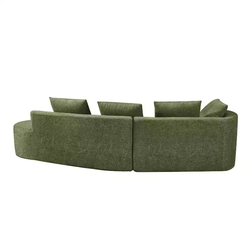 Sofá seccional curvo moderno Vivian de 116" con esponja de alta densidad y 4 cojines verde