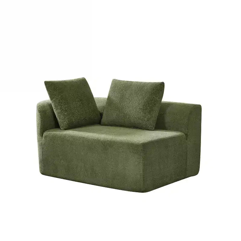 Sofá seccional curvo moderno Vivian de 116" con esponja de alta densidad y 4 cojines verde