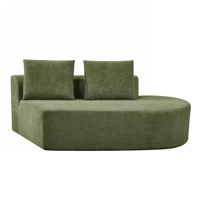 Sofá seccional curvo moderno Vivian de 116" con esponja de alta densidad y 4 cojines verde
