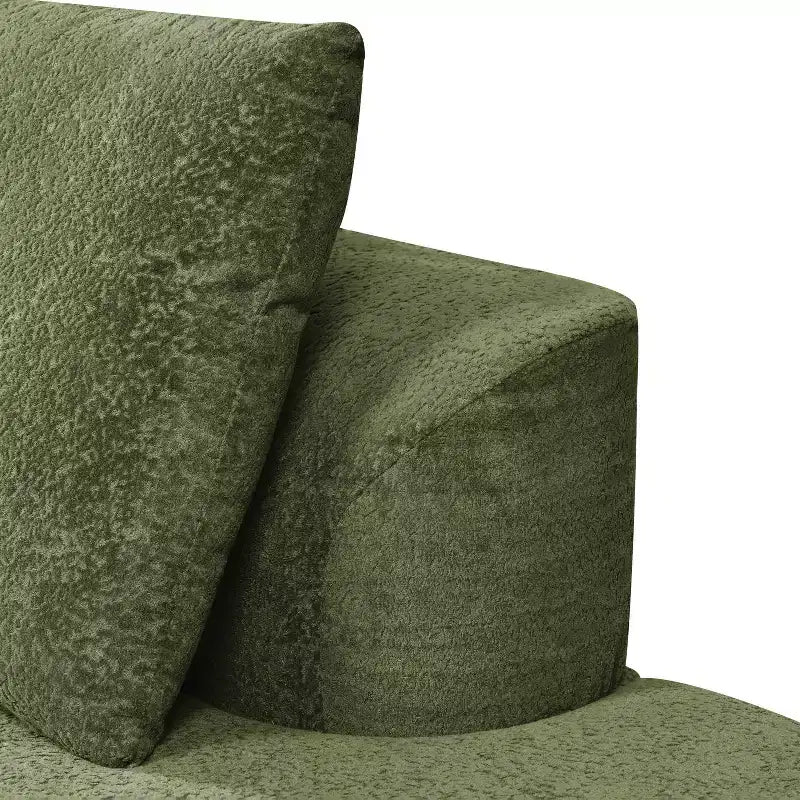 Sofá seccional curvo moderno Vivian de 116" con esponja de alta densidad y 4 cojines verde