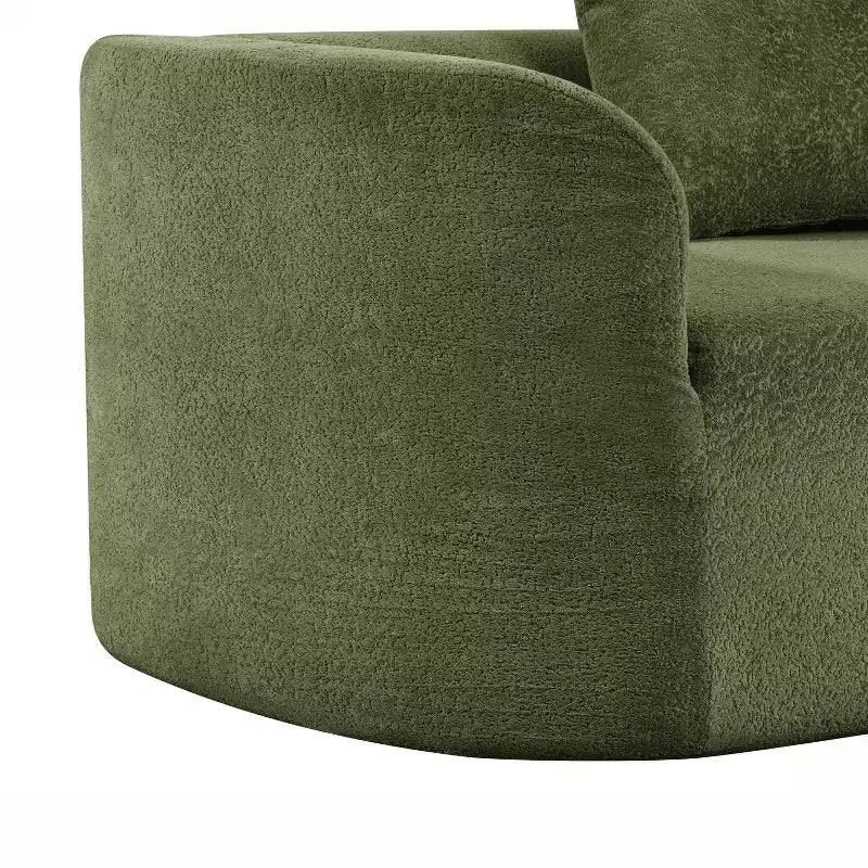 Sofá seccional curvo moderno Vivian de 116" con esponja de alta densidad y 4 cojines verde