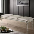 Cobblestone Acrylic Legs Bench Pearl White - HOMES: Inside + Out: Upholstered Rectangular Ottoman with Nailhead Trim