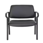 500lbs Guest Chair Antimicrobial Black - Boss Office Products: Sturdy Mid Back, Fixed Arms, Metal Frame