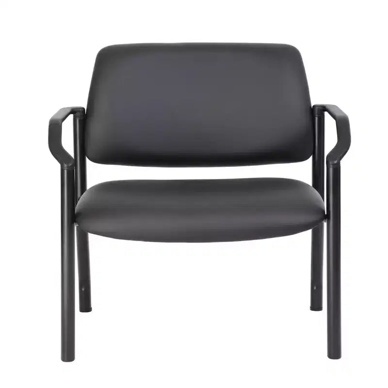 500lbs Guest Chair Antimicrobial Black - Boss Office Products: Sturdy Mid Back, Fixed Arms, Metal Frame